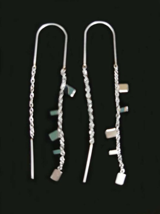 Boucles pendantes, asymétrique, petit rectangle