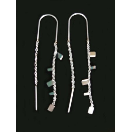 Boucles pendantes, asymétrique, petit rectangle