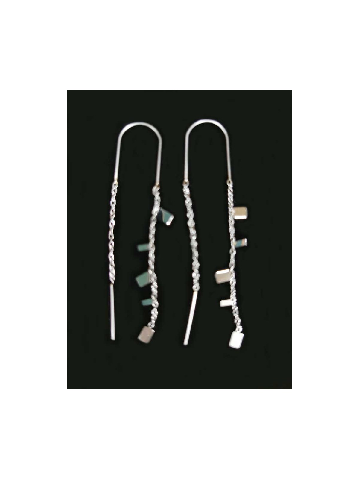 Boucles pendantes, asymétrique, petit rectangle