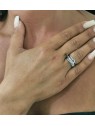 Bague réglable, trèfle, cœur, rond avec zircone