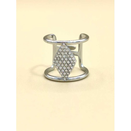 Bague réglable Losange avec Zircones