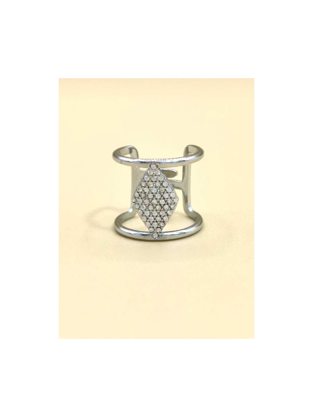 Bague réglable Losange avec Zircones