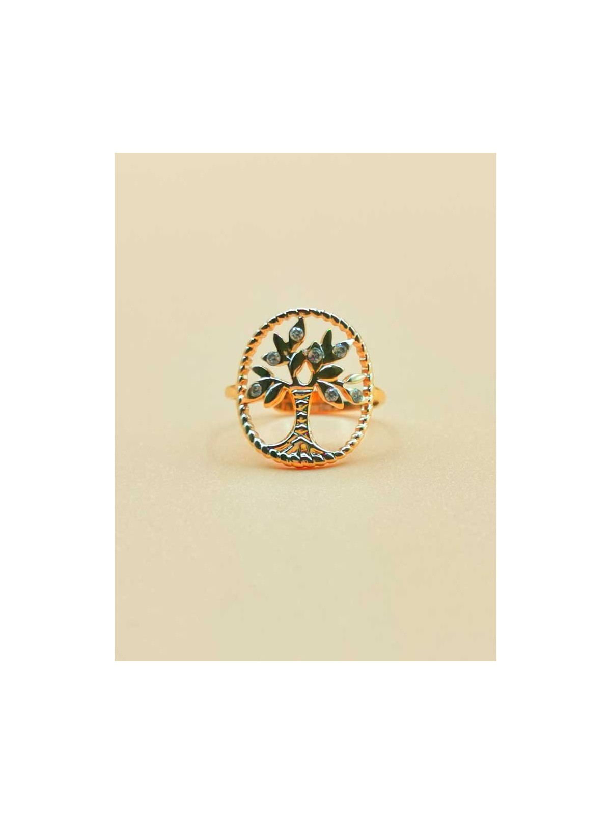Bague réglable Arbre de Vie avec Zircones