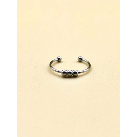 Bague réglable Anneau, 3 petites Billes