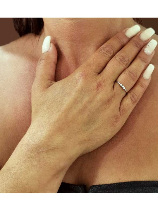Bague réglable Anneau, 3 petites Billes