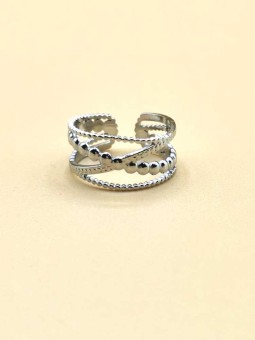 Bague réglable Croix Martelé