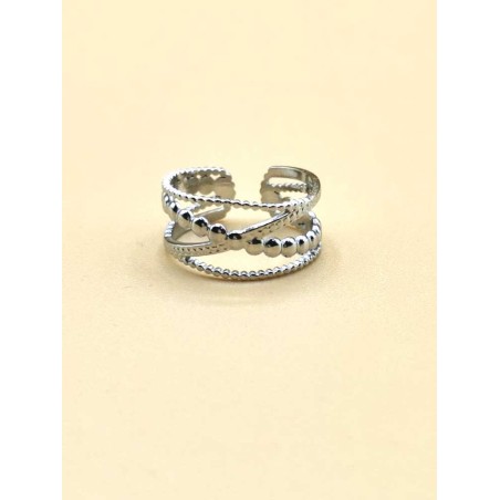 Bague réglable Croix Martelé