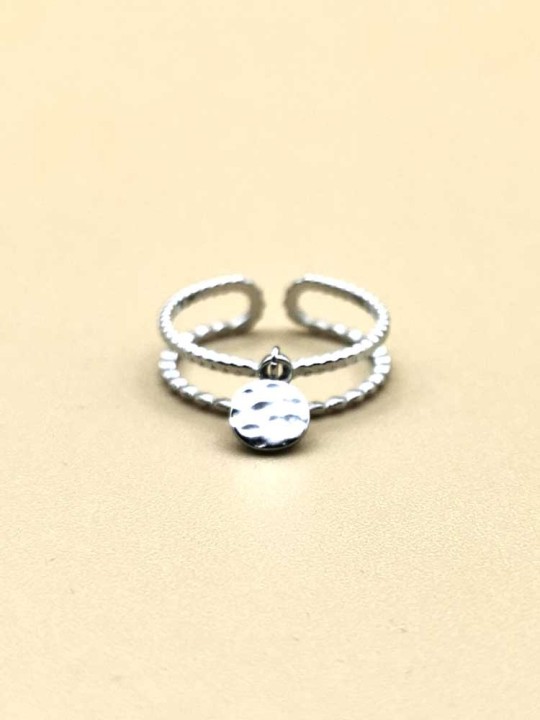 Bague Double Anneau Petit pendentif Martelé