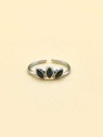 Bague réglable Demi-Fleur strass noir