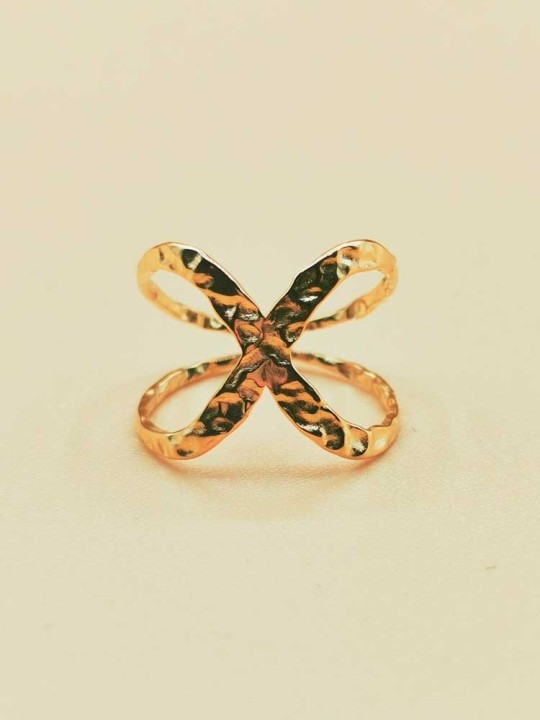 Bague réglable Croix Martelée