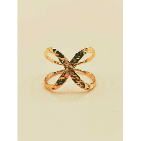 Bague réglable Croix Martelée