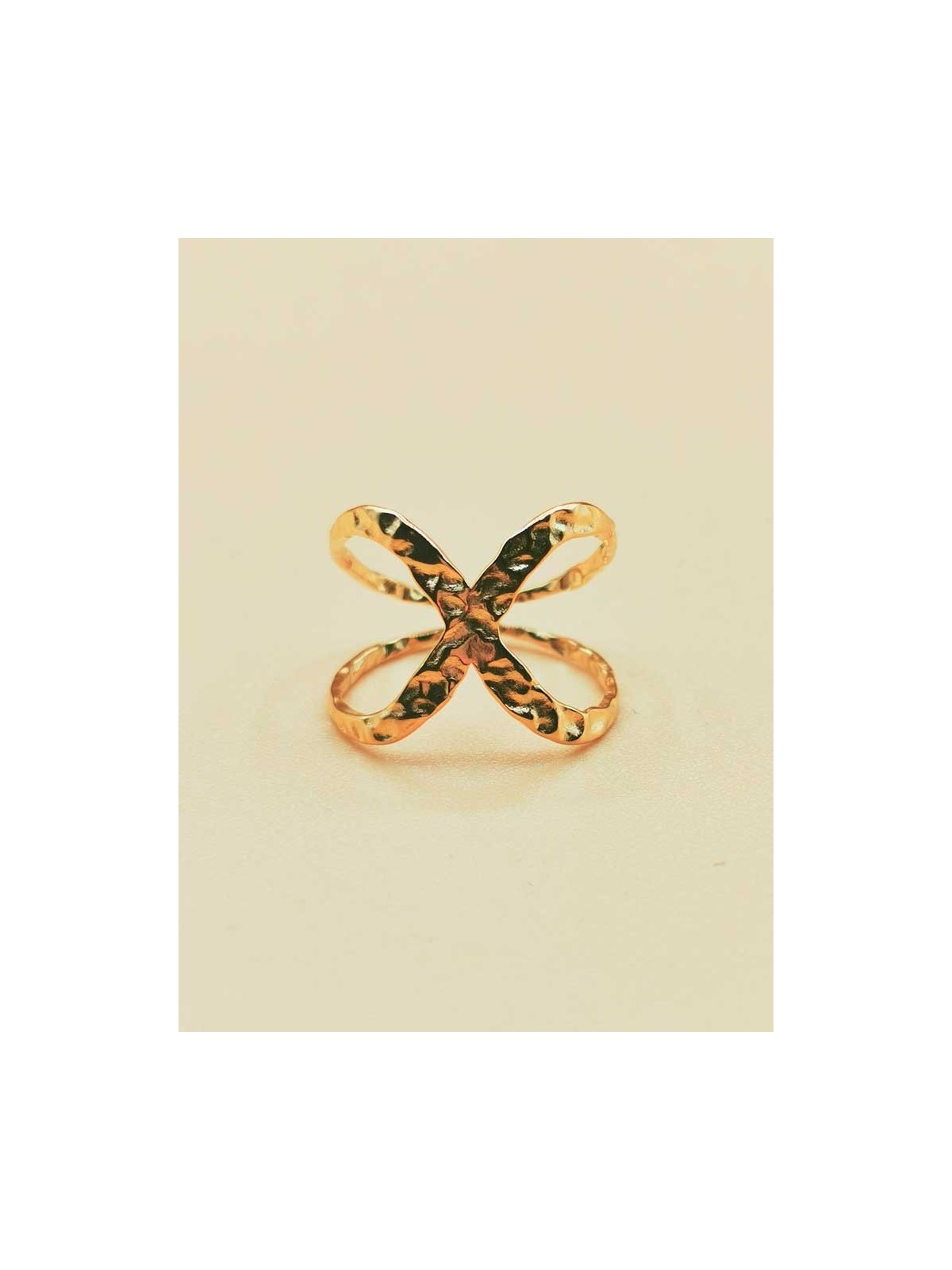 Bague réglable Croix Martelée