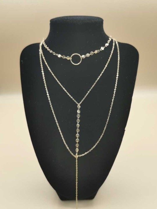 Collier Triple Chaine Cercle