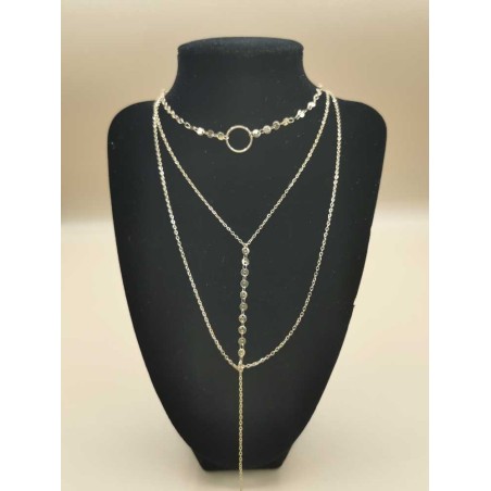 Collier Triple Chaine Cercle