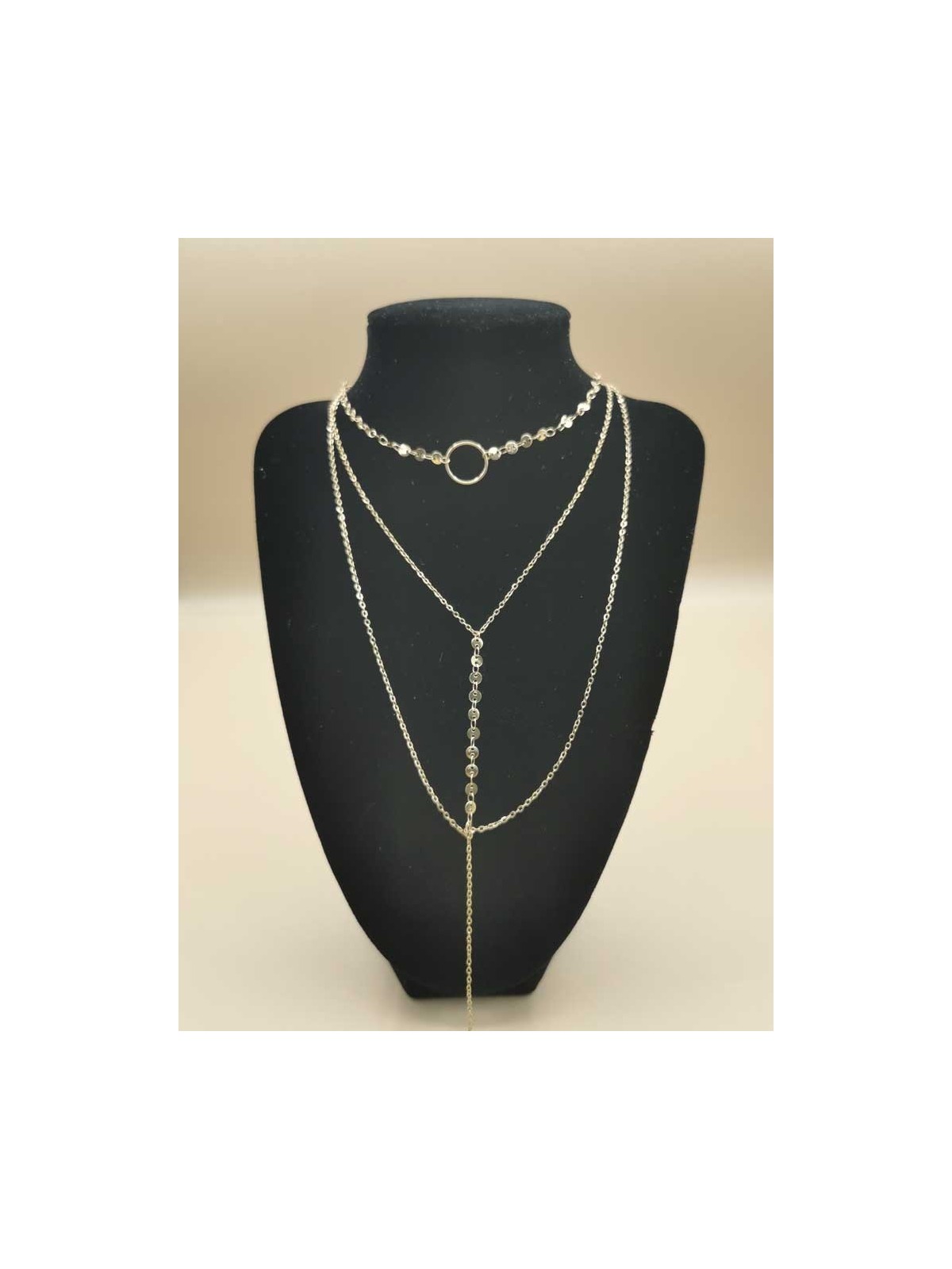 Collier Triple Chaine Cercle
