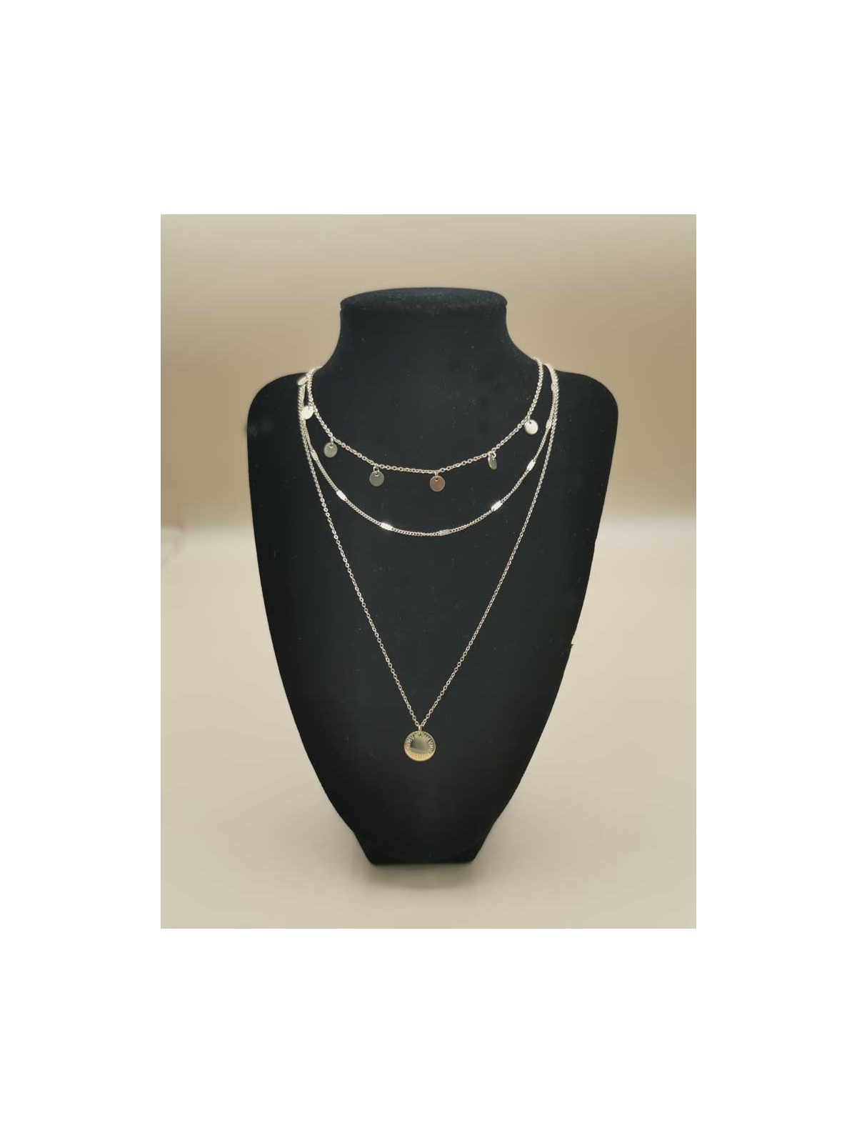Collier Triple Chaîne Multi-rond