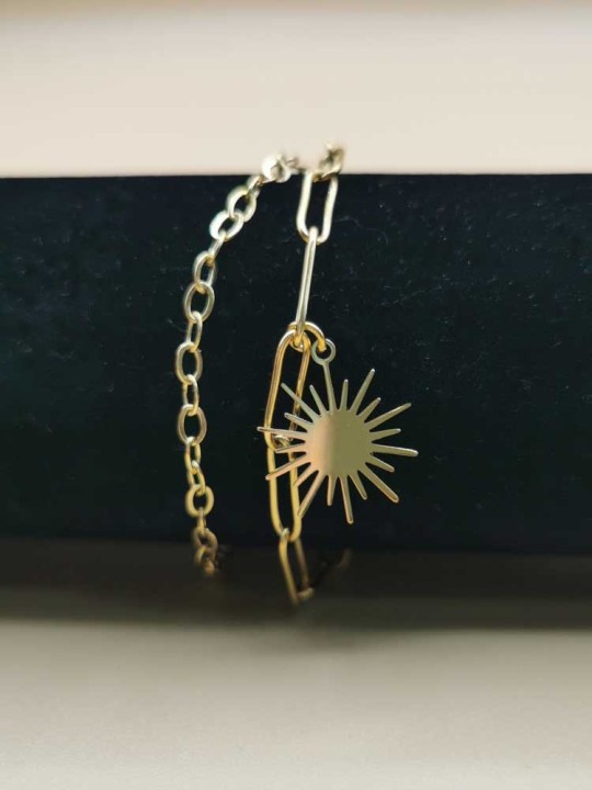 Bracelet Double Chaîne Pendentif Soleil