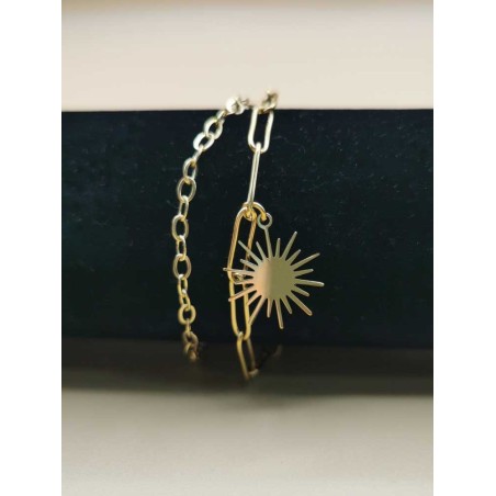 Bracelet Double Chaîne Pendentif Soleil