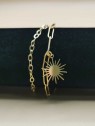 Bracelet Double Chaîne Pendentif Soleil