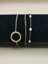 Bracelet Triple Chaînes Anneau et Perles